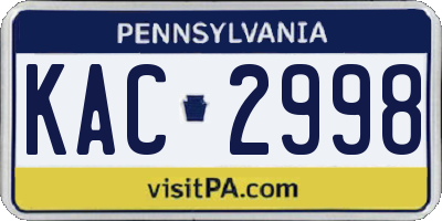 PA license plate KAC2998