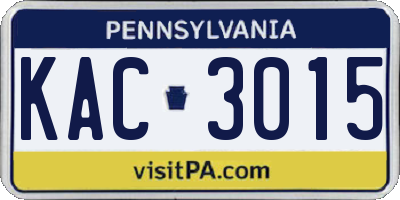 PA license plate KAC3015