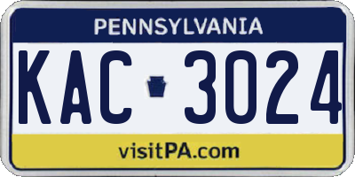 PA license plate KAC3024