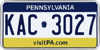 PA license plate KAC3027