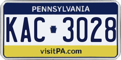 PA license plate KAC3028