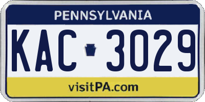 PA license plate KAC3029