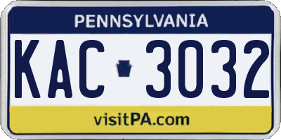 PA license plate KAC3032