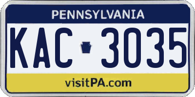 PA license plate KAC3035
