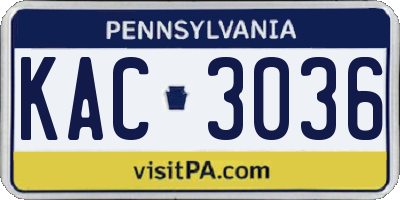 PA license plate KAC3036