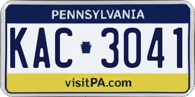 PA license plate KAC3041