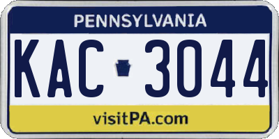 PA license plate KAC3044