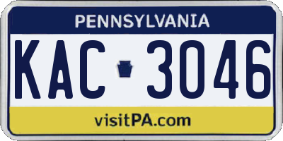 PA license plate KAC3046