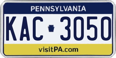 PA license plate KAC3050