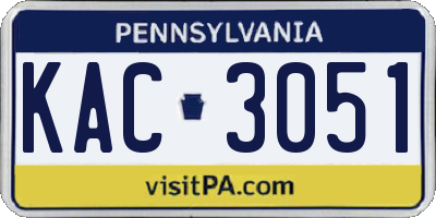 PA license plate KAC3051