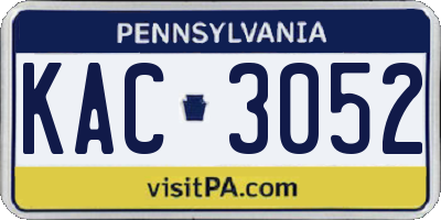 PA license plate KAC3052