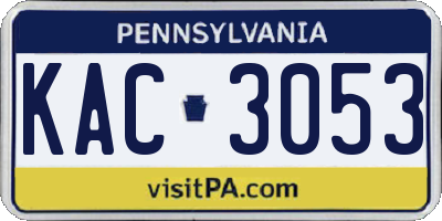 PA license plate KAC3053