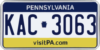 PA license plate KAC3063