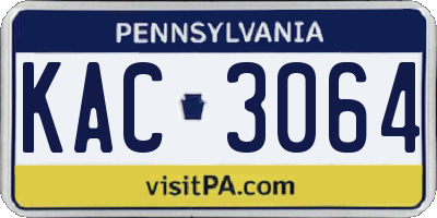 PA license plate KAC3064