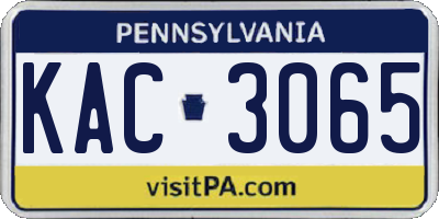 PA license plate KAC3065