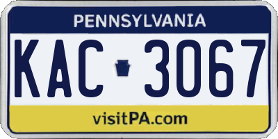 PA license plate KAC3067