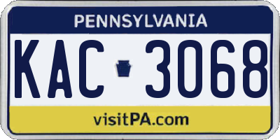 PA license plate KAC3068