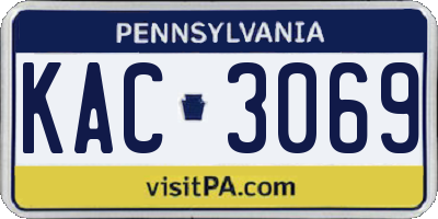 PA license plate KAC3069