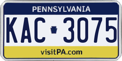 PA license plate KAC3075