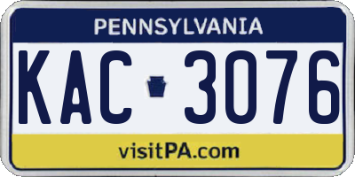 PA license plate KAC3076