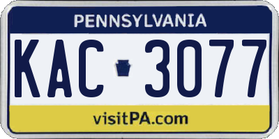 PA license plate KAC3077