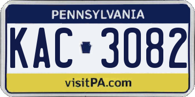 PA license plate KAC3082
