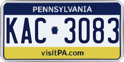 PA license plate KAC3083