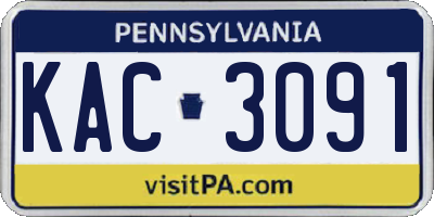 PA license plate KAC3091