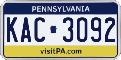 PA license plate KAC3092