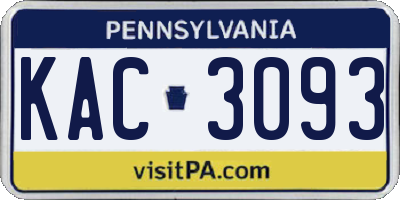 PA license plate KAC3093