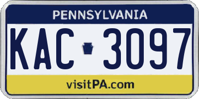 PA license plate KAC3097