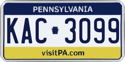 PA license plate KAC3099