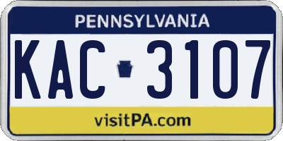 PA license plate KAC3107
