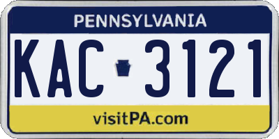 PA license plate KAC3121