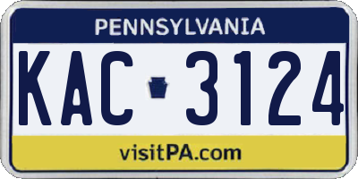 PA license plate KAC3124