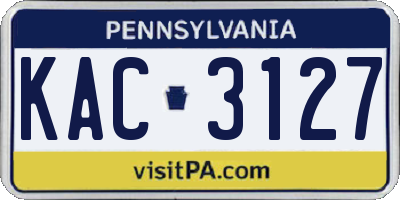 PA license plate KAC3127