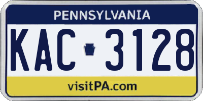 PA license plate KAC3128