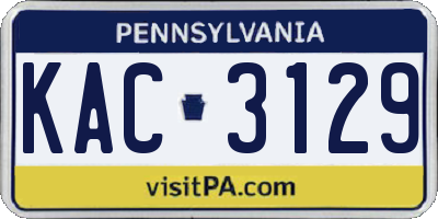 PA license plate KAC3129