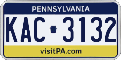 PA license plate KAC3132