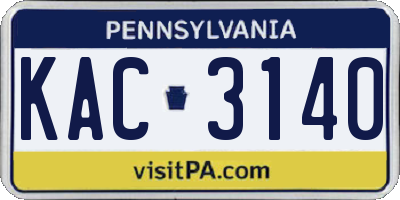 PA license plate KAC3140