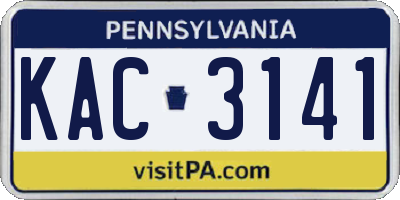 PA license plate KAC3141