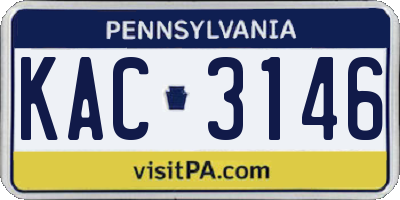 PA license plate KAC3146