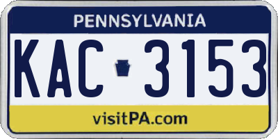 PA license plate KAC3153