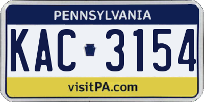 PA license plate KAC3154