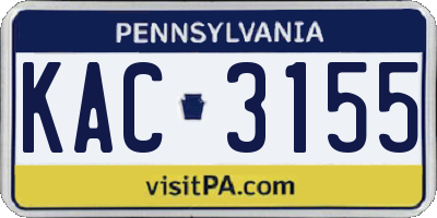 PA license plate KAC3155