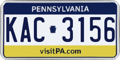 PA license plate KAC3156