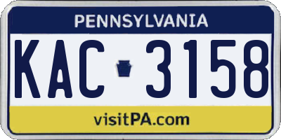 PA license plate KAC3158