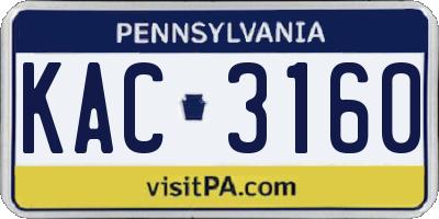 PA license plate KAC3160