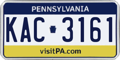PA license plate KAC3161