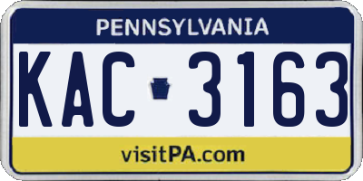 PA license plate KAC3163